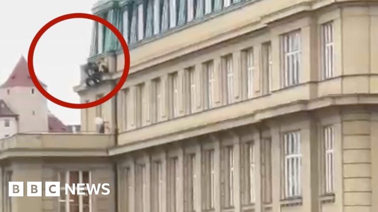 Prague: Dramatic video from city shows people leaping from building ledge