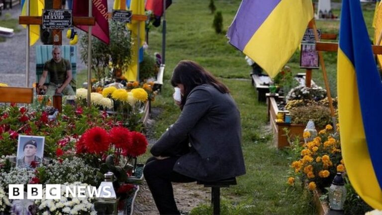 Full cemeteries and empty homes: Ukrainians struggle two years after invasion